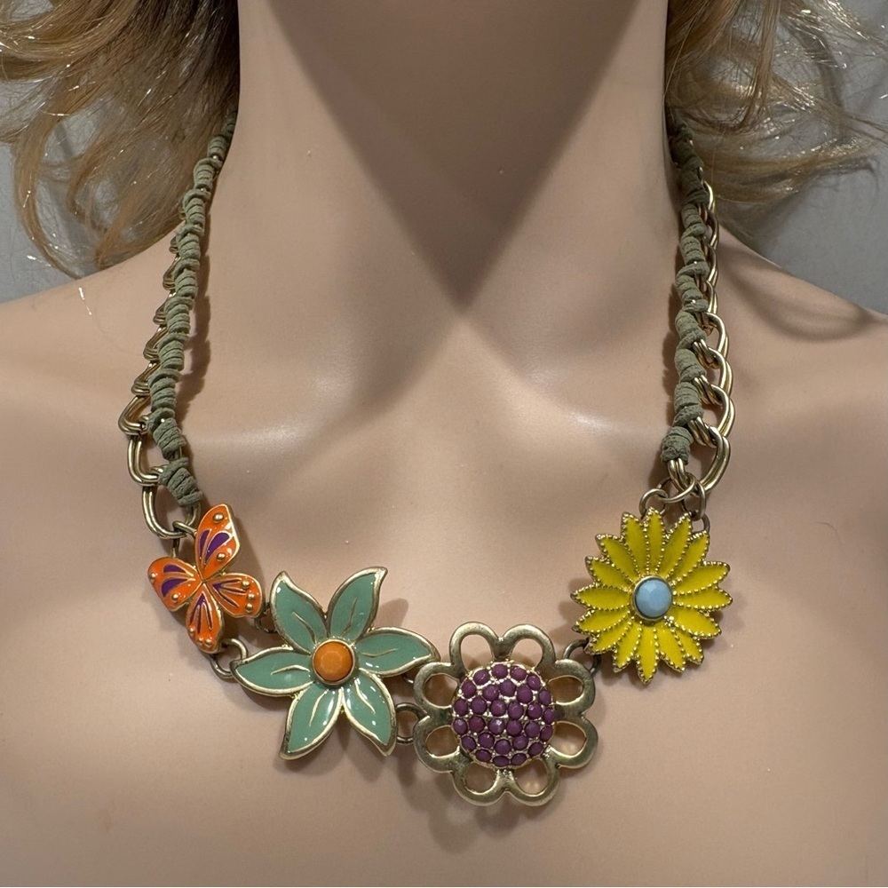 Lia Sophia Garden Party Statement Necklace - Butterfly & Flowers